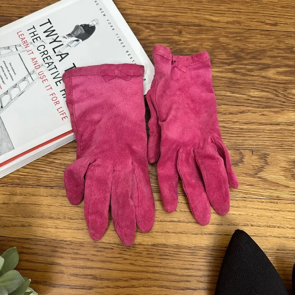 Pink Women's Genuine Leather Gloves